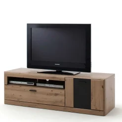 Wohnen Elegante TV Bank in Eiche & Grau - Larinca