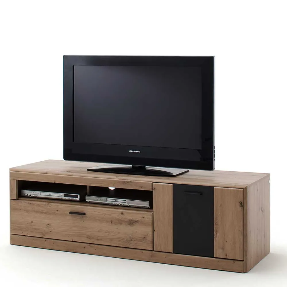 Wohnen Elegante TV Bank in Eiche & Grau - Larinca