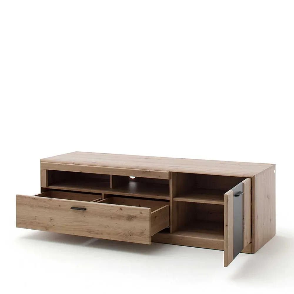 Wohnen Elegante TV Bank in Eiche & Grau - Larinca