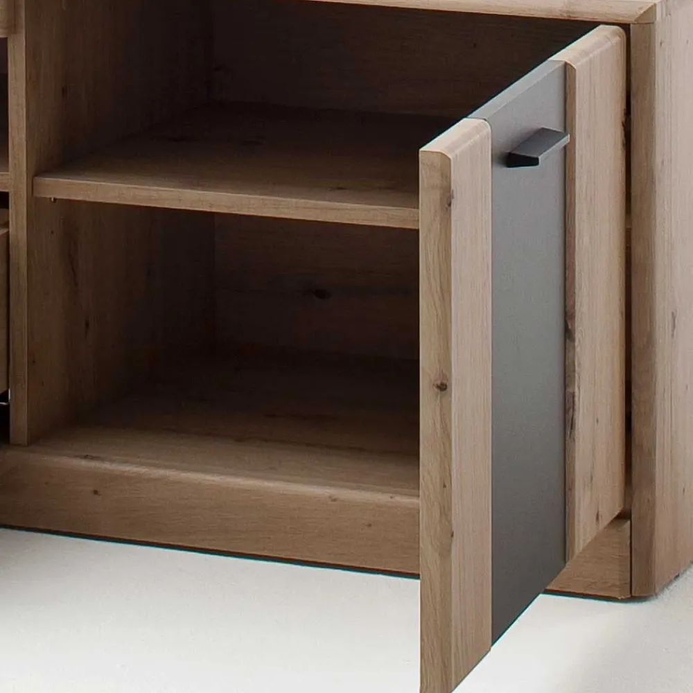 Wohnen Elegante TV Bank in Eiche & Grau - Larinca