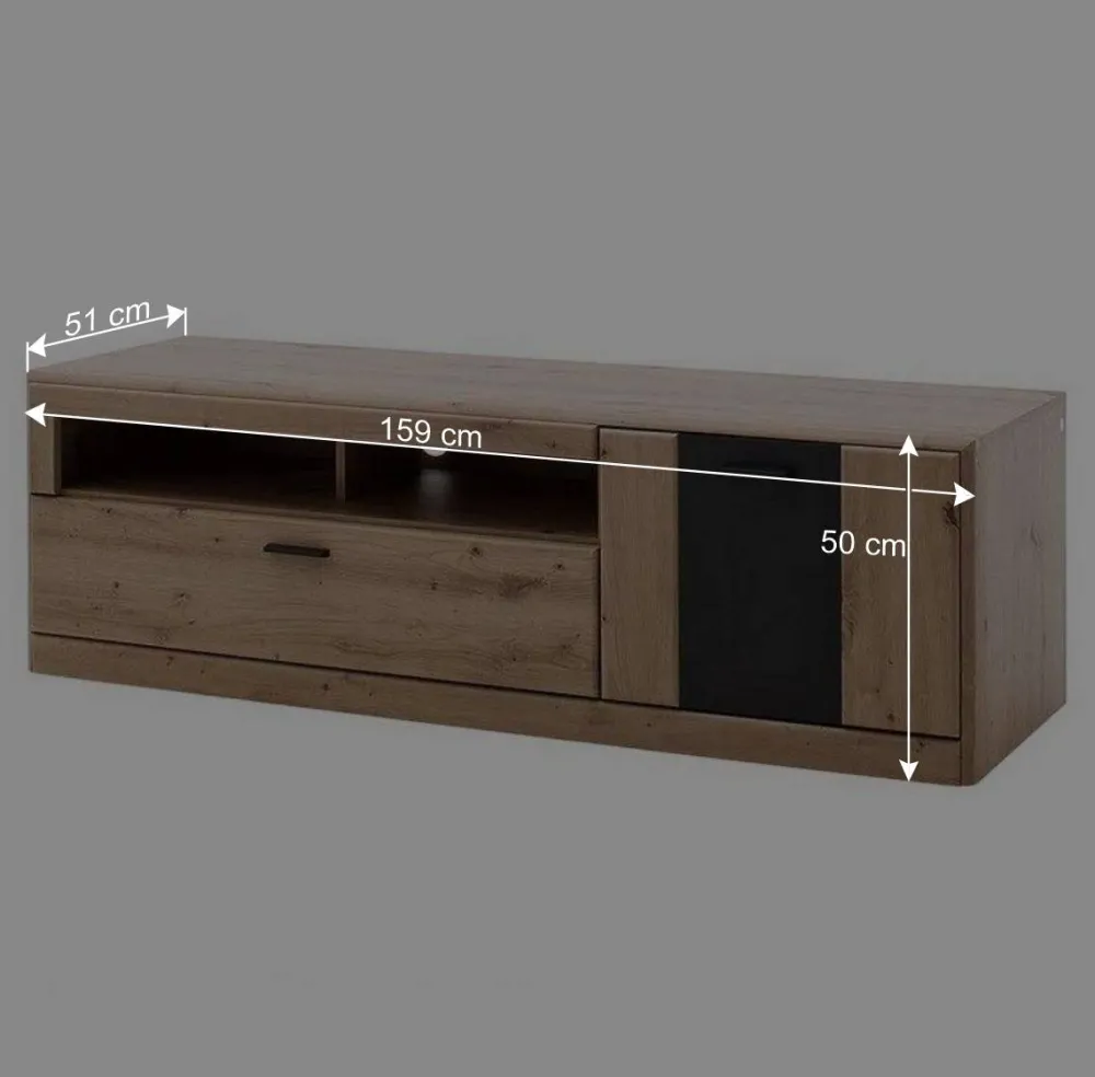 Wohnen Elegante TV Bank in Eiche & Grau - Larinca