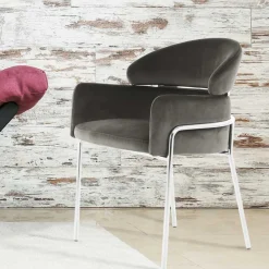 Wohnen Wohnzimmerstühle*Eleganter Armlehnstuhl in Grau & Silber - Ecolosia