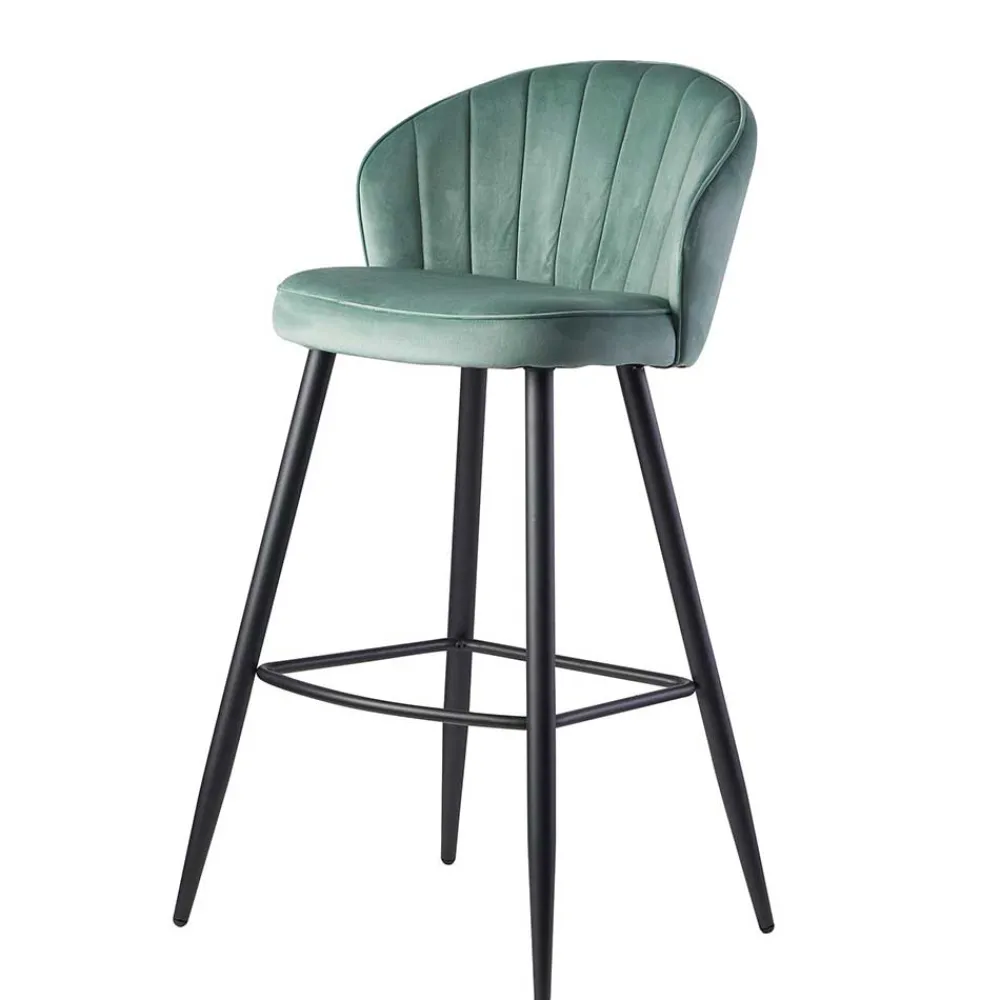 Wohnen Hocker|Barhocker*Eleganter Barstuhl in Mintgrün Samt - Bennet