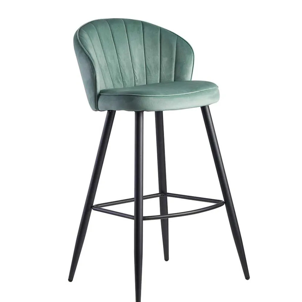 Wohnen Hocker|Barhocker*Eleganter Barstuhl in Mintgrün Samt - Bennet