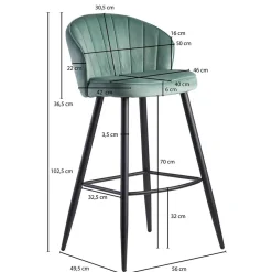 Wohnen Hocker|Barhocker*Eleganter Barstuhl in Mintgrün Samt - Bennet