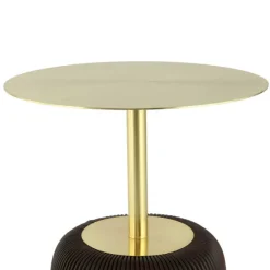 Wohnen Telefontische*Eleganter Beistelltisch in Gold mit Dunkelbraun - Elixar