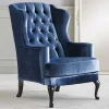 Wohnen Eleganter Chesterfield Sessel in Blau Samt - Gonnya
