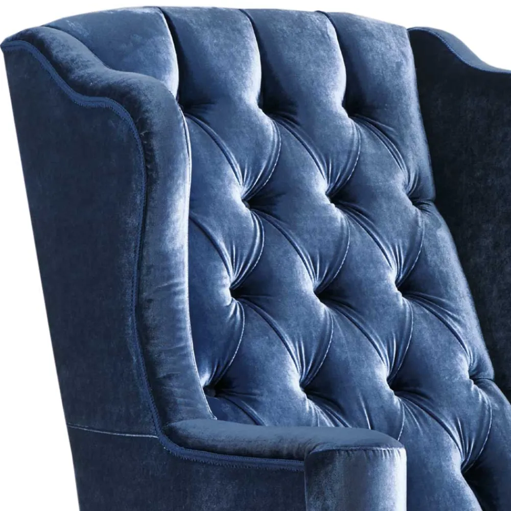 Wohnen Eleganter Chesterfield Sessel in Blau Samt - Gonnya