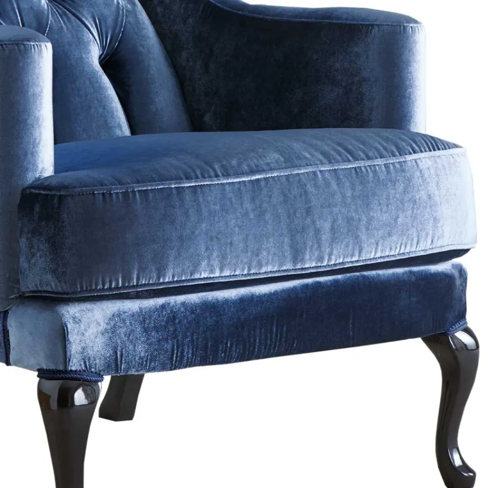 Wohnen Eleganter Chesterfield Sessel in Blau Samt - Gonnya