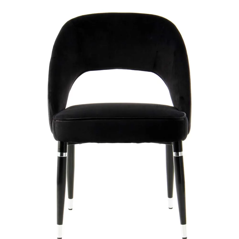 Wohnen Eleganter Designstuhl in Schwarz Samt - Siiri (2er Set)