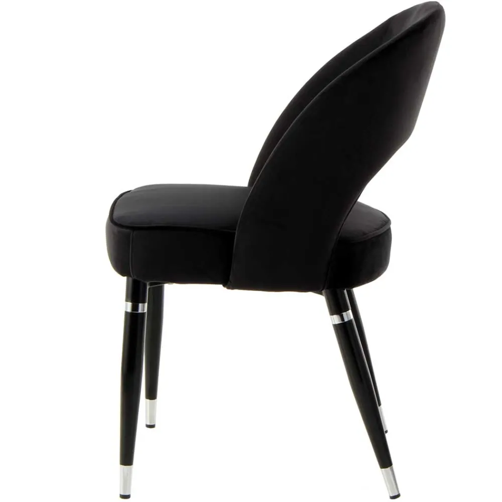 Wohnen Eleganter Designstuhl in Schwarz Samt - Siiri (2er Set)