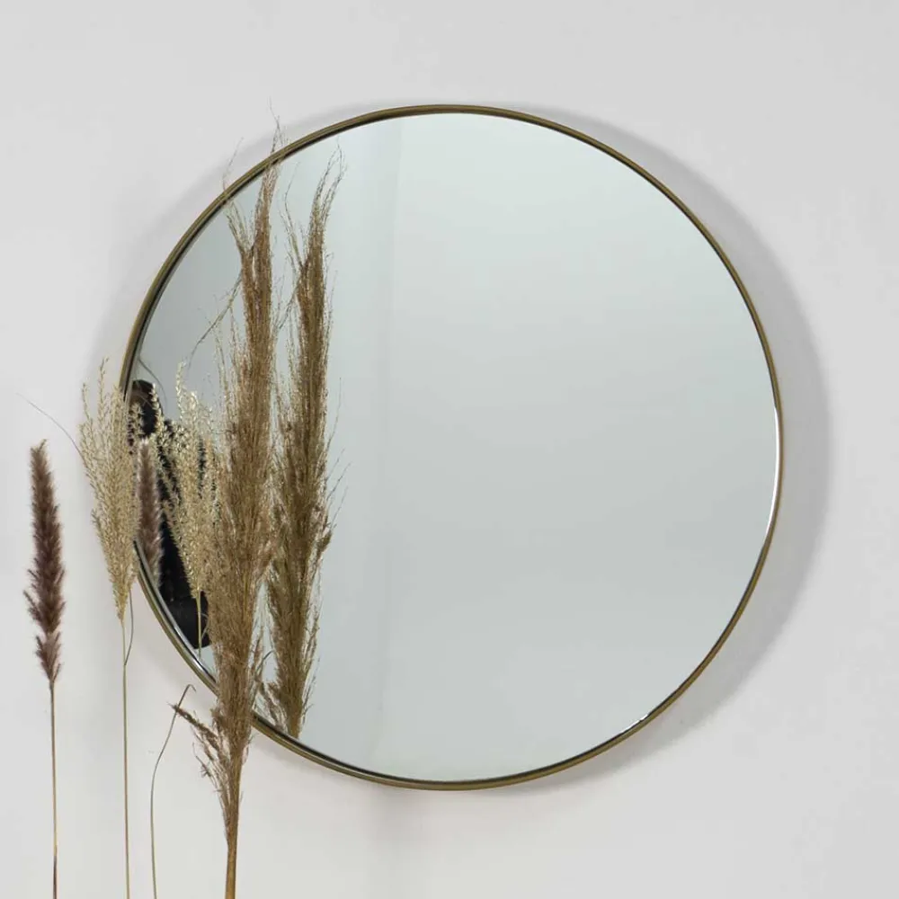 Wohnen Eleganter Glasspiegel mit Metallrahmen Gold - Emzatina