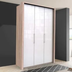 Wohnen Jugendzimmerschränke*Eleganter Kleiderschrank in Weiß Glasbeschichtung - Bosays