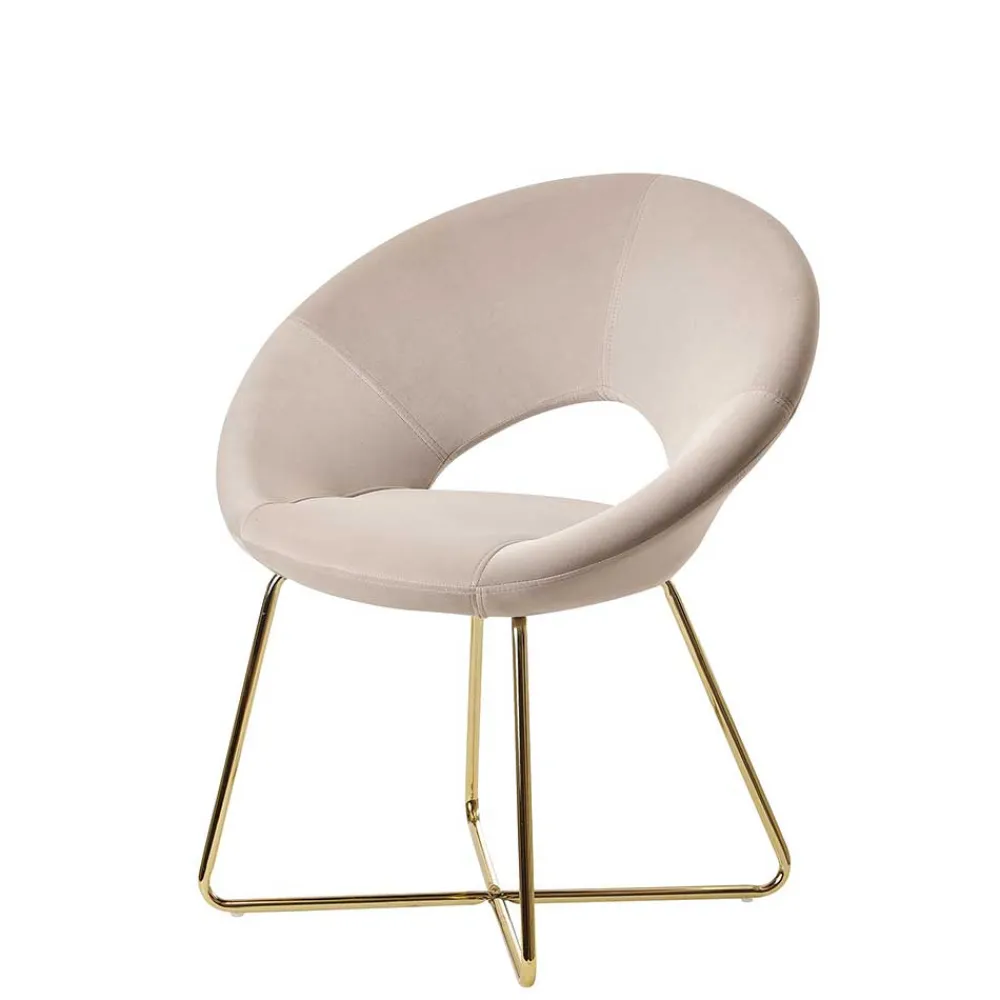 Wohnen Eleganter Polsterstuhl in Beige Samt - Amando