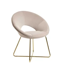 Wohnen Eleganter Polsterstuhl in Beige Samt - Amando