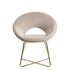 Wohnen Eleganter Polsterstuhl in Beige Samt - Amando