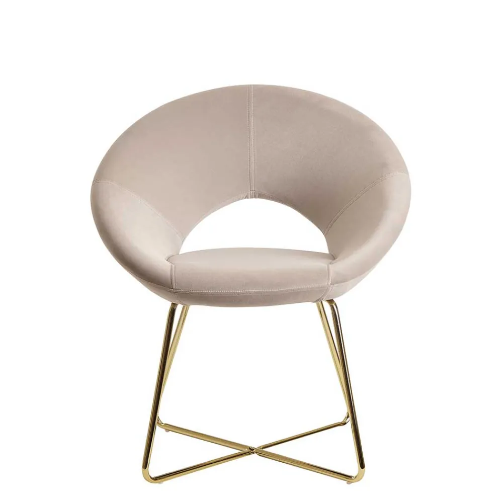 Wohnen Eleganter Polsterstuhl in Beige Samt - Amando