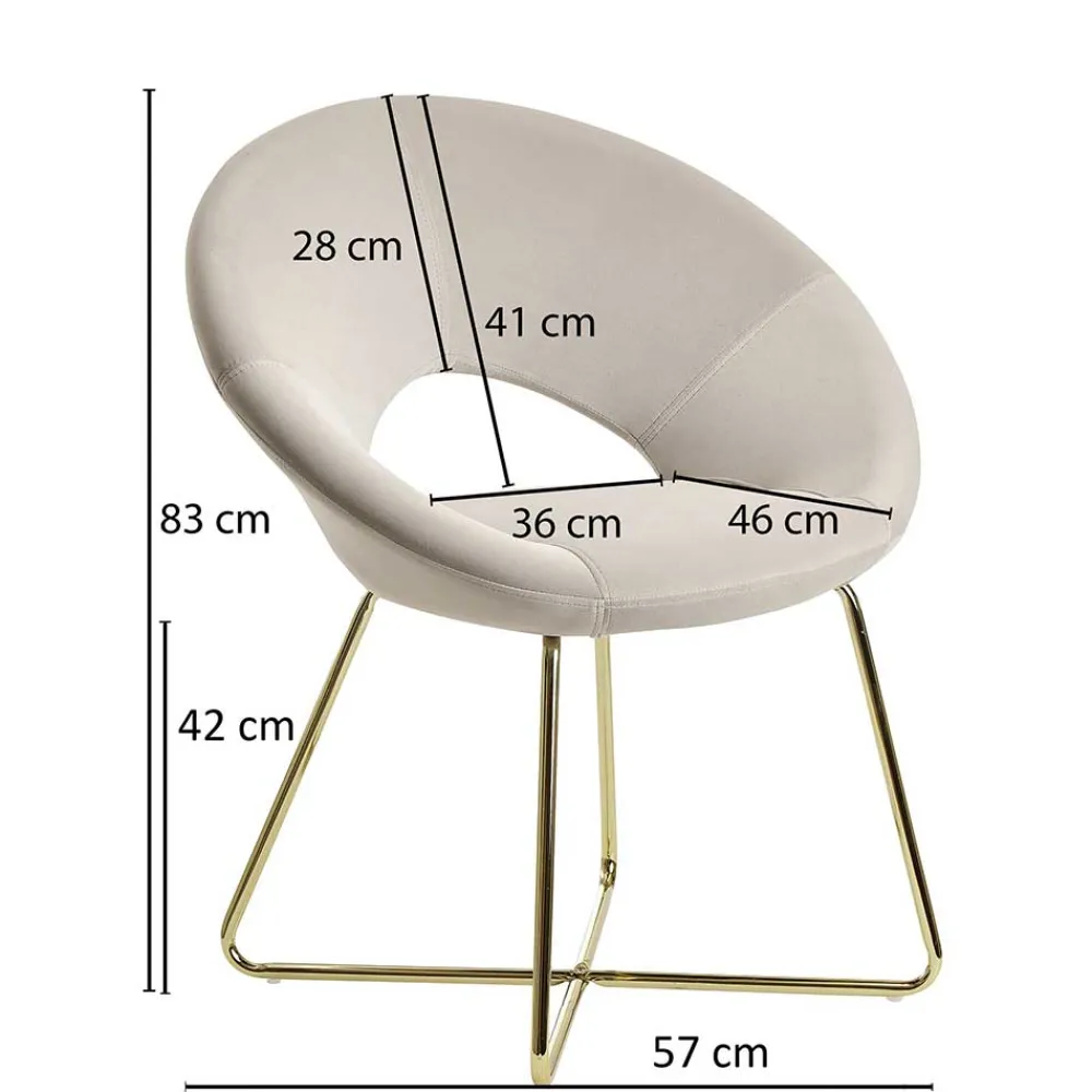 Wohnen Eleganter Polsterstuhl in Beige Samt - Amando