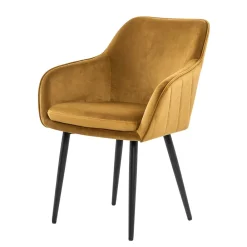 Wohnen Wohnzimmerstühle*Eleganter Retro Armlehnstuhl mit gelbem Samt - Mariell