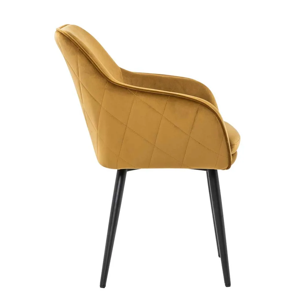 Wohnen Wohnzimmerstühle*Eleganter Retro Armlehnstuhl mit gelbem Samt - Mariell