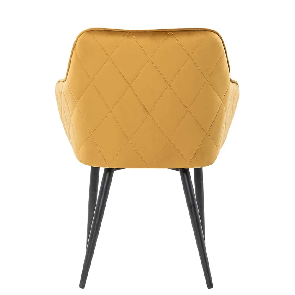 Wohnen Wohnzimmerstühle*Eleganter Retro Armlehnstuhl mit gelbem Samt - Mariell