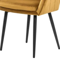 Wohnen Wohnzimmerstühle*Eleganter Retro Armlehnstuhl mit gelbem Samt - Mariell