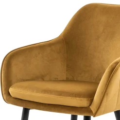 Wohnen Wohnzimmerstühle*Eleganter Retro Armlehnstuhl mit gelbem Samt - Mariell
