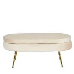 Wohnen Eleganter Retro Style Hocker in Beige & Gold - Lugano