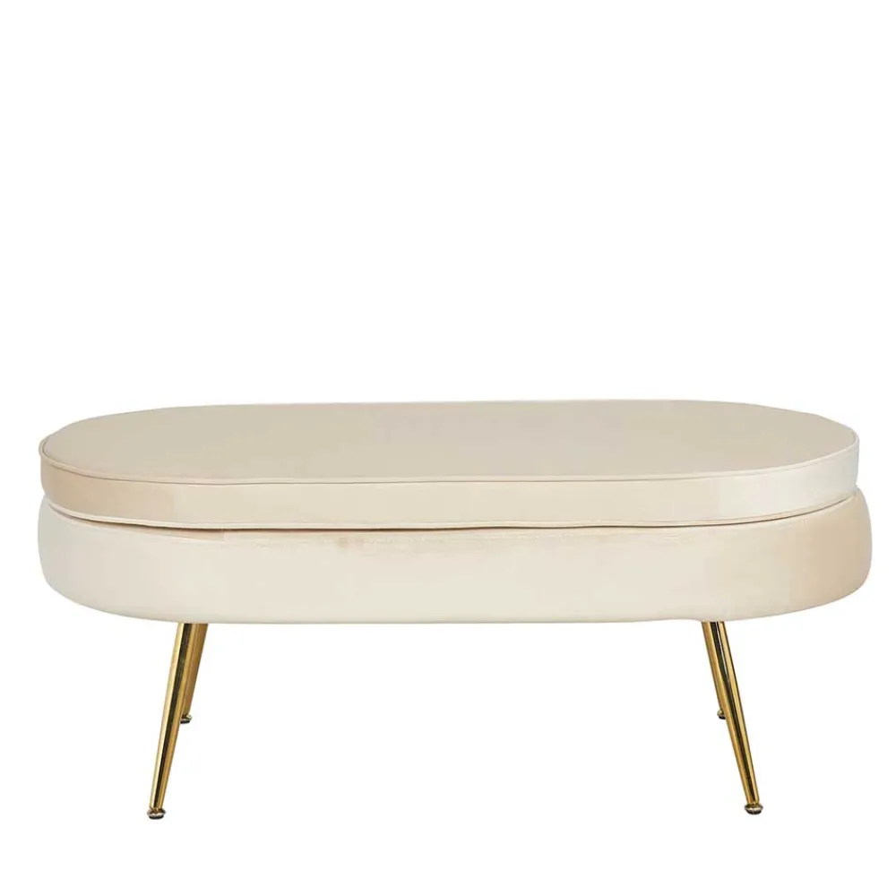 Wohnen Eleganter Retro Style Hocker in Beige & Gold - Lugano