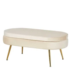Wohnen Eleganter Retro Style Hocker in Beige & Gold - Lugano