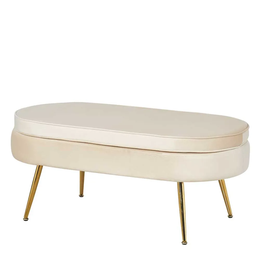 Wohnen Eleganter Retro Style Hocker in Beige & Gold - Lugano