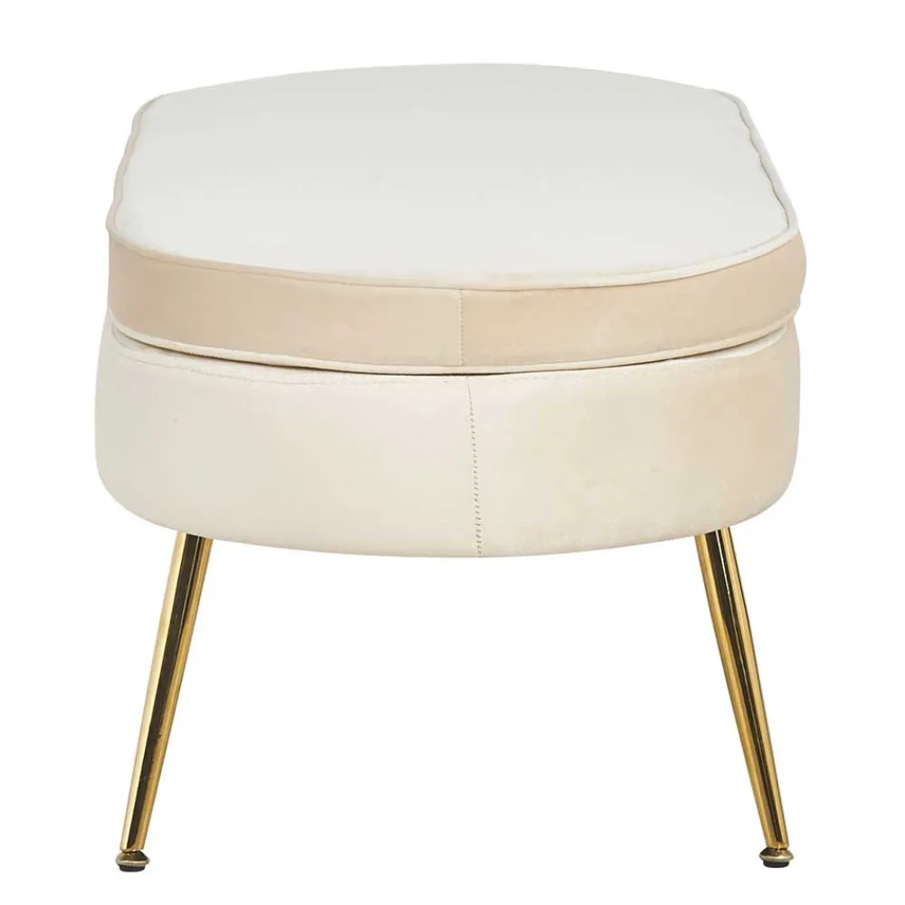 Wohnen Eleganter Retro Style Hocker in Beige & Gold - Lugano