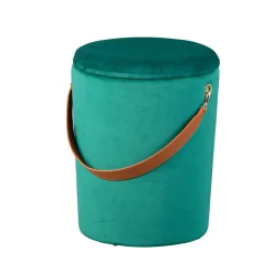 Wohnen Eleganter Samt Polsterhocker in Grün & Braun - Campitello