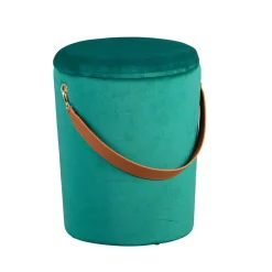 Wohnen Eleganter Samt Polsterhocker in Grün & Braun - Campitello