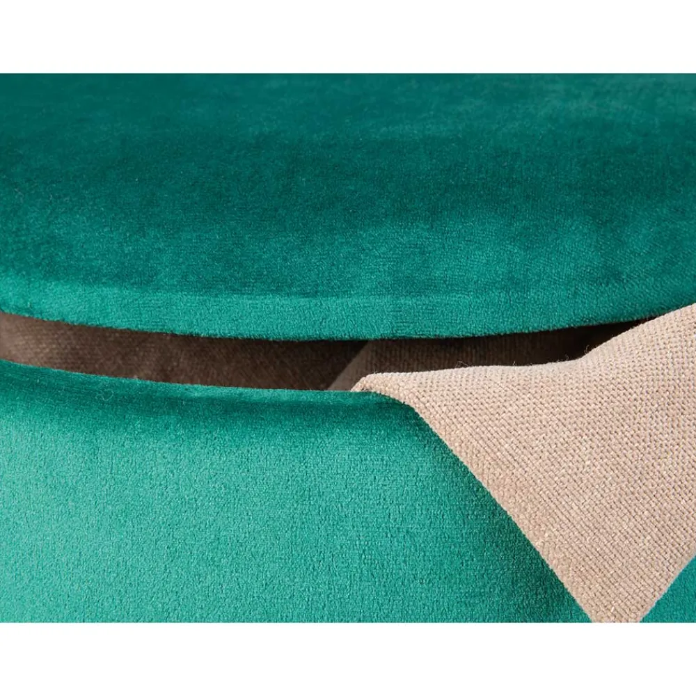 Wohnen Eleganter Samt Polsterhocker in Grün & Braun - Campitello