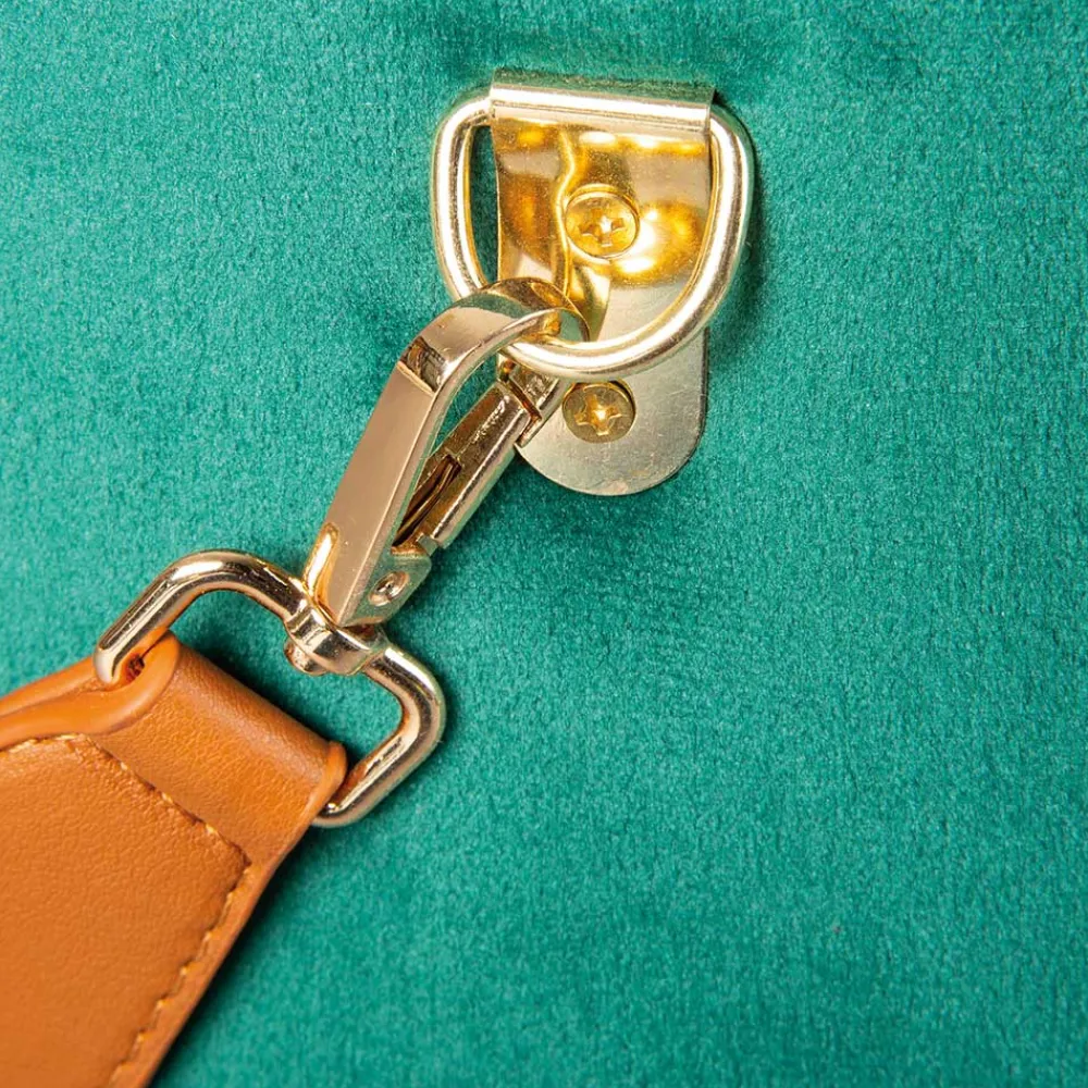 Wohnen Eleganter Samt Polsterhocker in Grün & Braun - Campitello