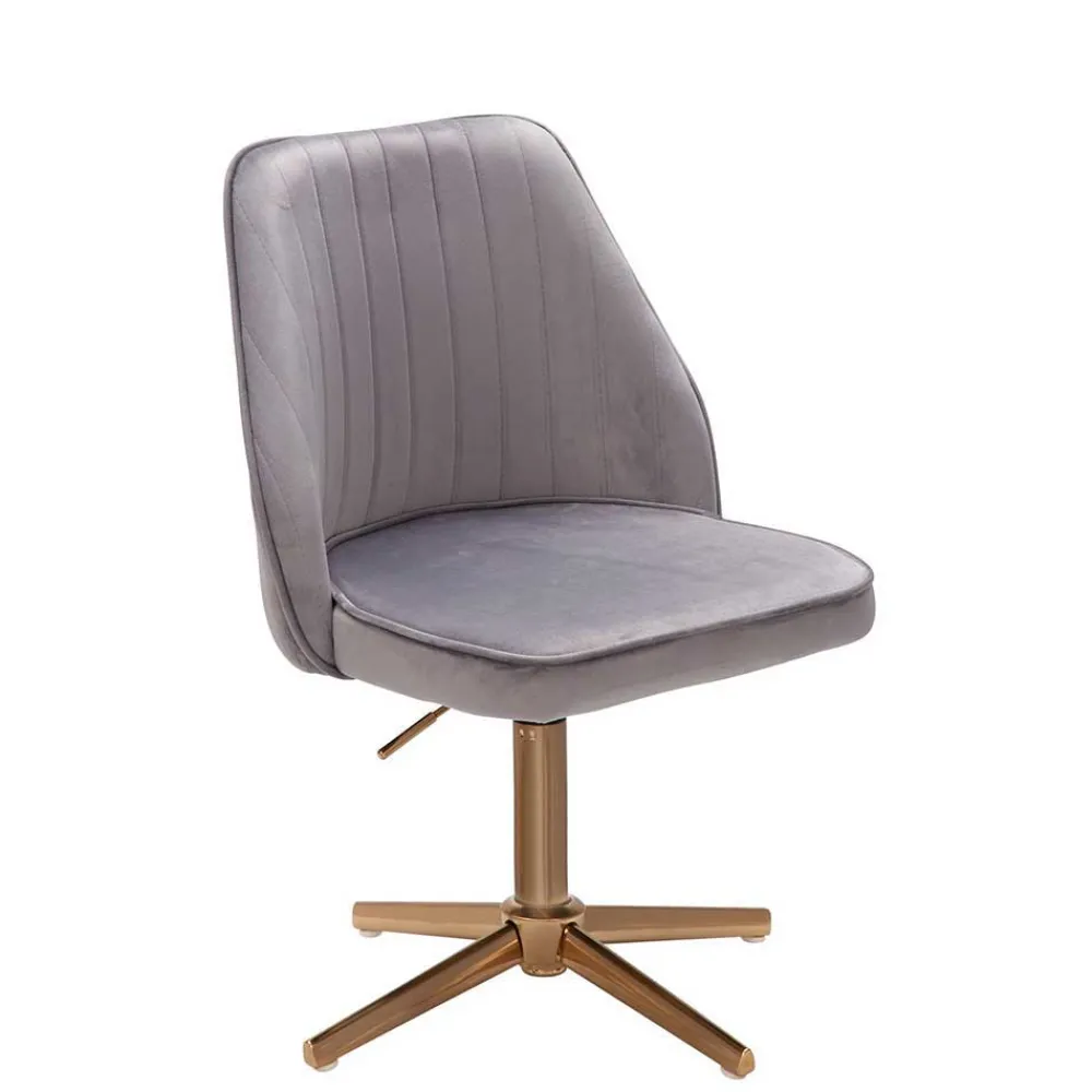 Wohnen Bürostühle*Eleganter Schreibtisch Drehstuhl in Grau Samt - Cessma