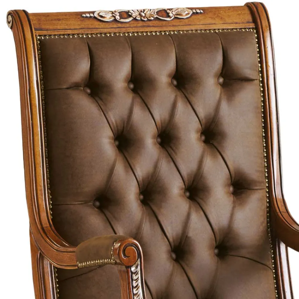 Wohnen Designermöbel|Italienische Möbel*Eleganter Schreibtischsessel in Braun mit Silber - Zaisan