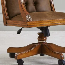 Wohnen Designermöbel|Italienische Möbel*Eleganter Schreibtischsessel in Braun mit Silber - Zaisan