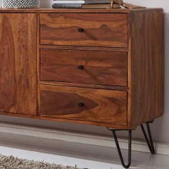 Wohnen Elegantes Loft Sideboard aus Sheesham Holz - Basserini
