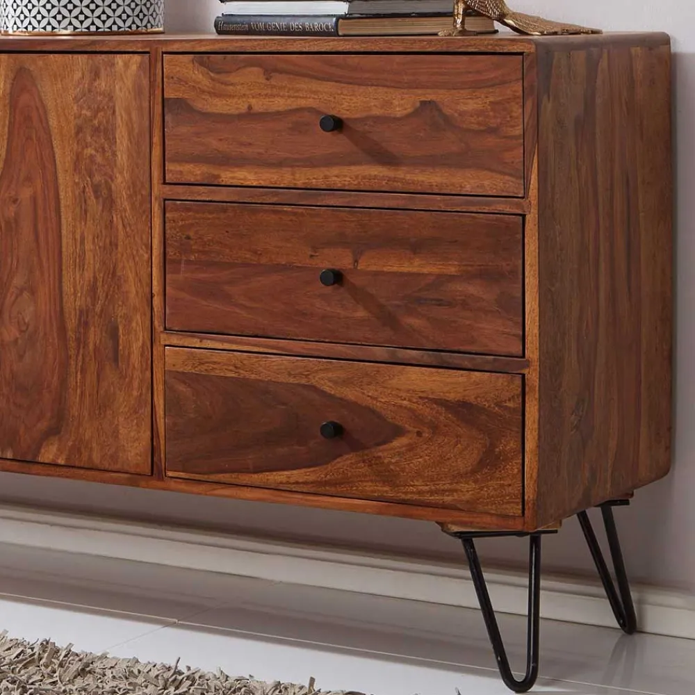 Wohnen Elegantes Loft Sideboard aus Sheesham Holz - Basserini