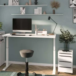 Wohnen Elektrisch höhenverstellbarer Schreibtisch in Weiß - Sparkle