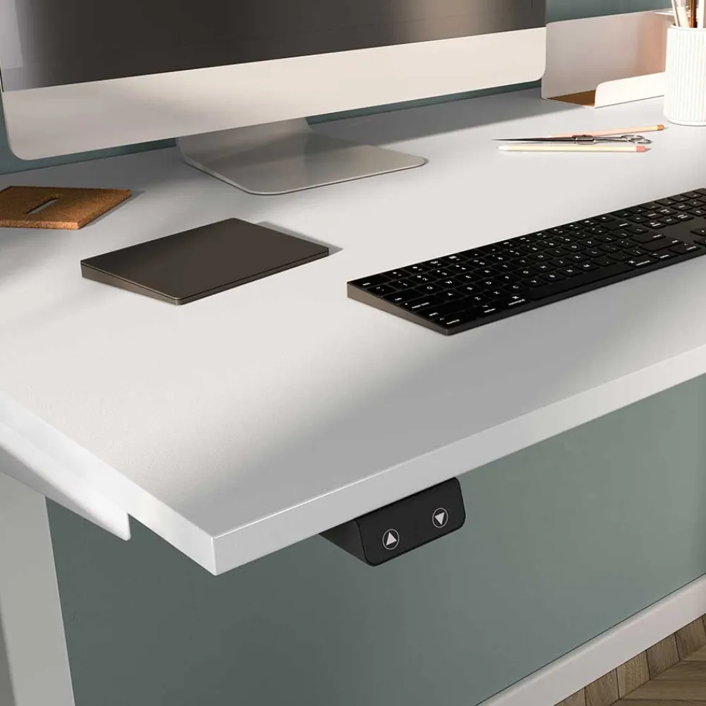 Wohnen Elektrisch höhenverstellbarer Schreibtisch in Weiß - Sparkle