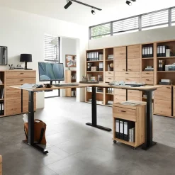 Wohnen Elektrisch höhenverstellbarer Winkelschreibtisch modern - Emly