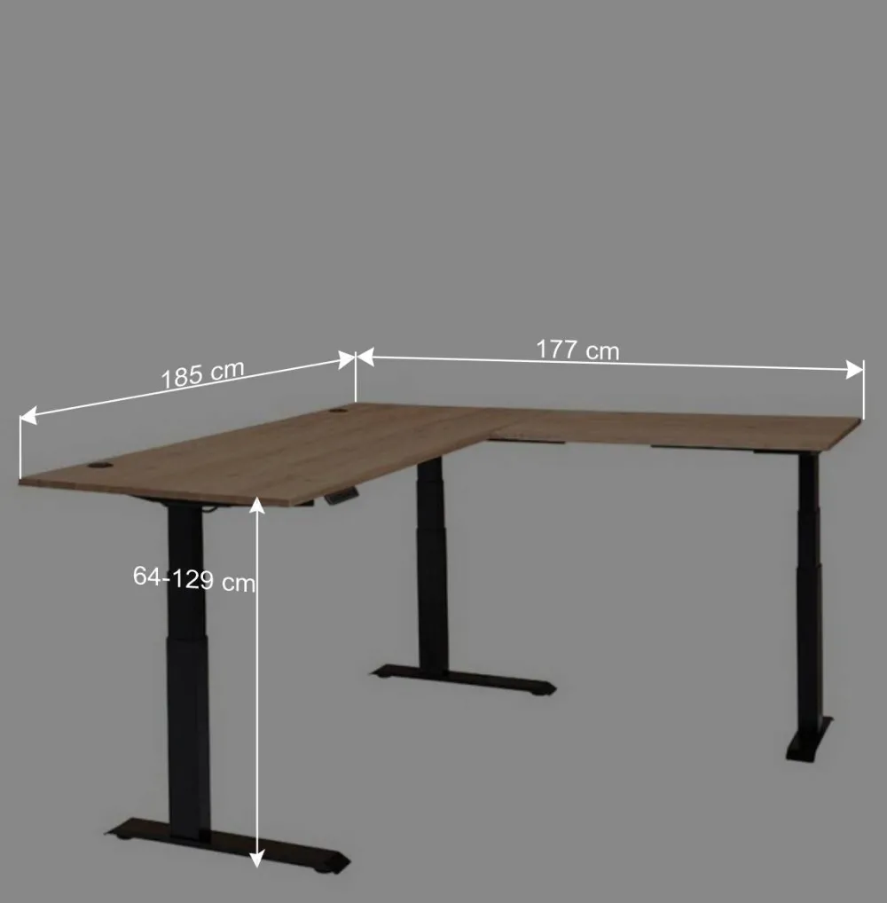 Wohnen Elektrisch höhenverstellbarer Winkelschreibtisch modern - Emly