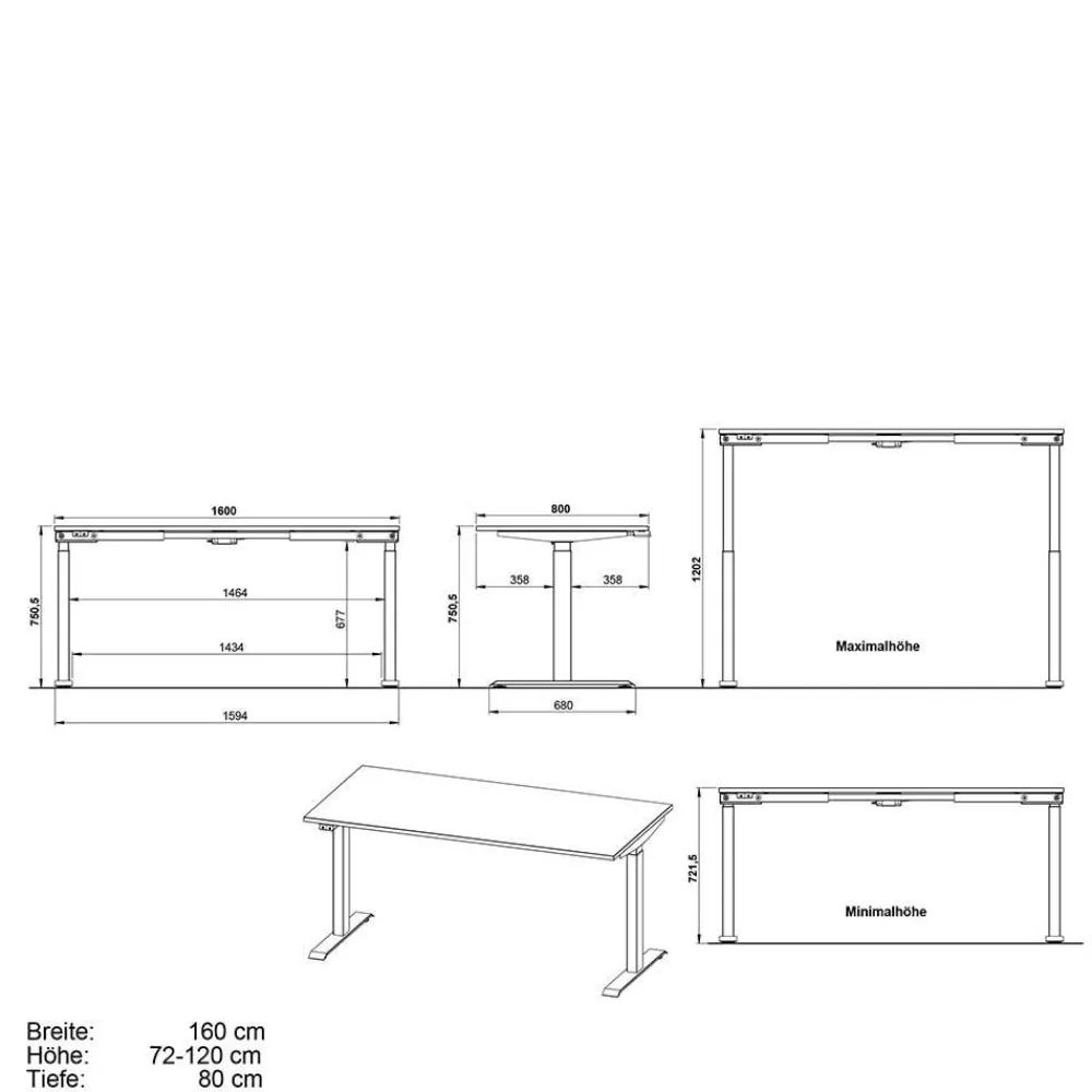 Wohnen Bürotische*Elektrisch verstellbarer Bürotisch & Rollcontainer - Tila (zweiteilig)