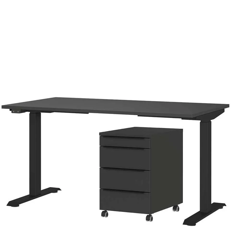 Wohnen Bürotische*Elektrisch verstellbarer Bürotisch & Rollcontainer - Tila (zweiteilig)