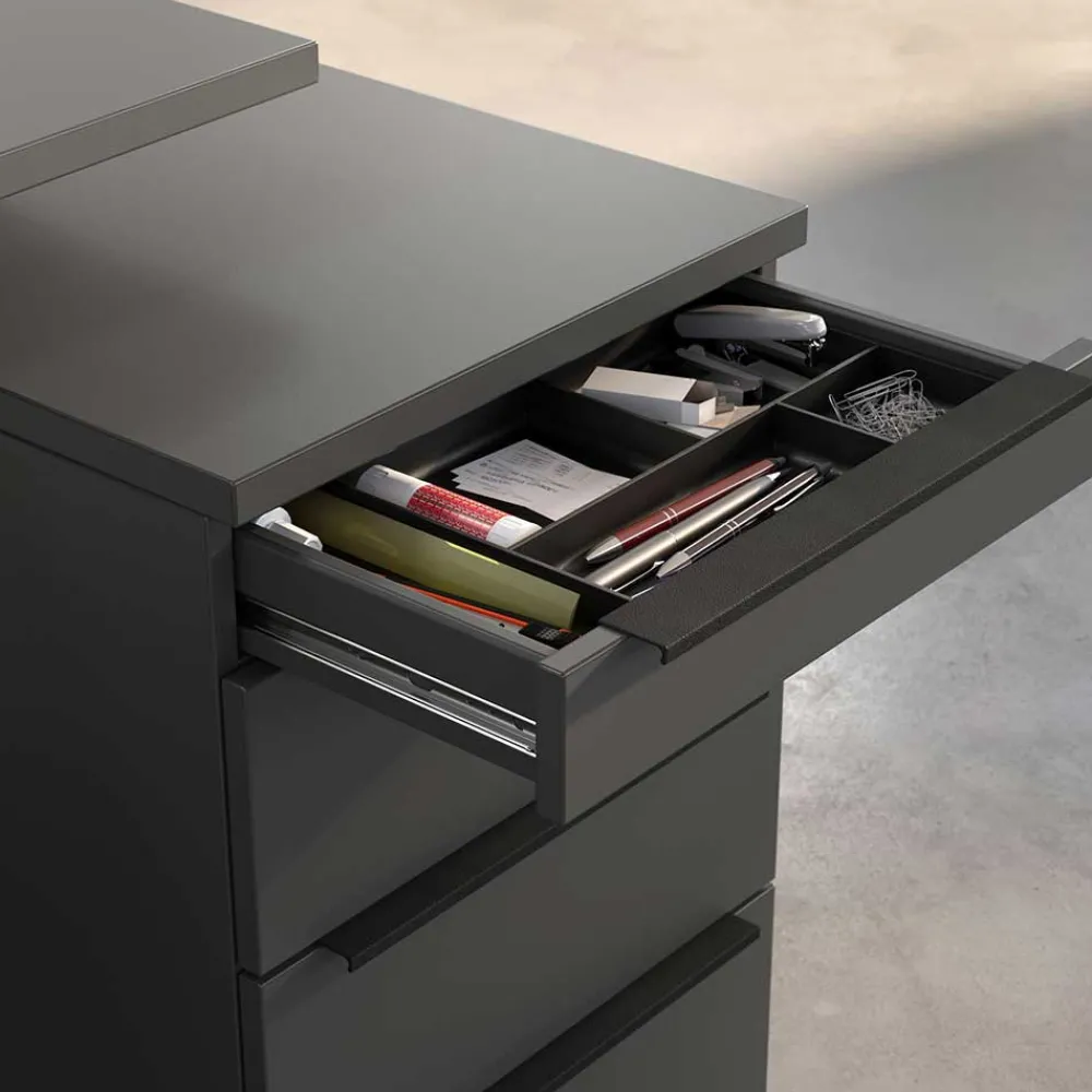 Wohnen Bürotische*Elektrisch verstellbarer Bürotisch & Rollcontainer - Tila (zweiteilig)