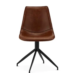 Wohnen 2er Kunstlederstuhl-Set in Braun - Enyet (2er Set)