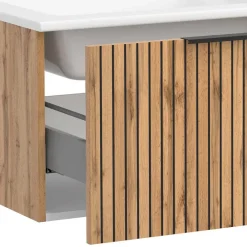 Wohnen 2er Waschtisch & Lichtspiegel rund - Crystoga (dreiteilig)